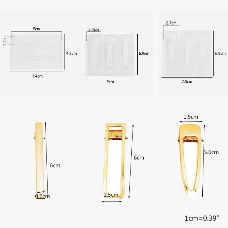 

DIY Crafts Resin Silicone Epoxy Mold Hair Clip Barrette Mould Jewelry Casting A15 20 Dropship