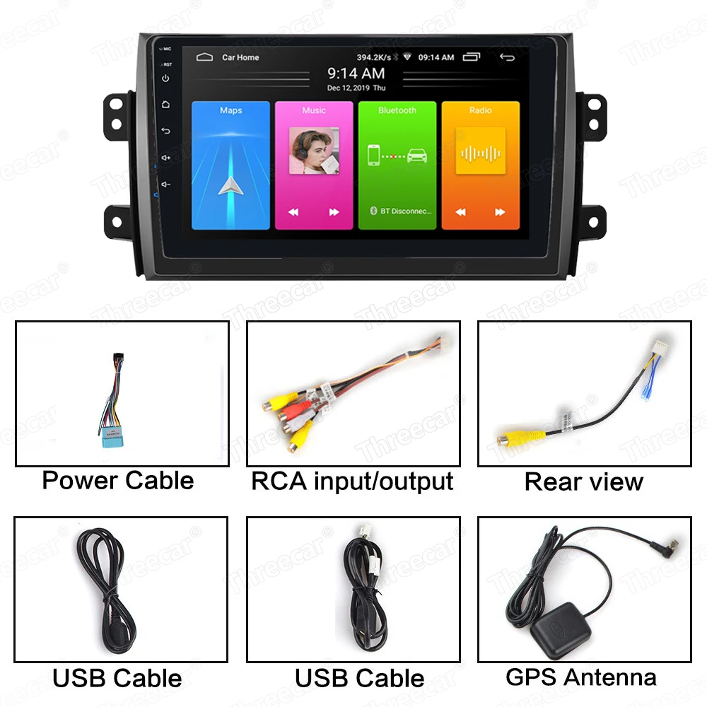 

2 DIN Car Android Radio multimedia Player For Suzuki SX4 2006-2013 Quad Core 9" 1024*600 Bluetooth 2 Din Car DVD GPS Navigation