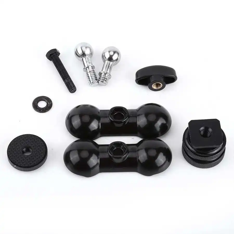 

Double Ballhead Shoe Mount 1/4 Tripod Screw for Monitors Led Light Camcorder New