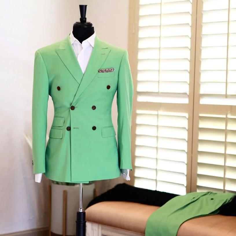 

(Jacket+Pants) Chic Streetwear Peak Lapel 2 Piece Groom Tuxedos For Wedding Formal Prom Suit Party Evening Blazer Custom Made