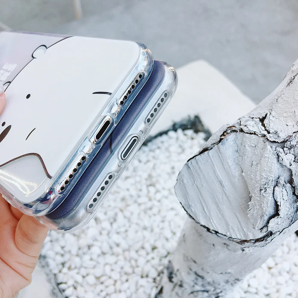 Для IPhone 11proMAX XS Max XR прозрачный мягкий чехол для телефона милый белый медведь 7 8 6s