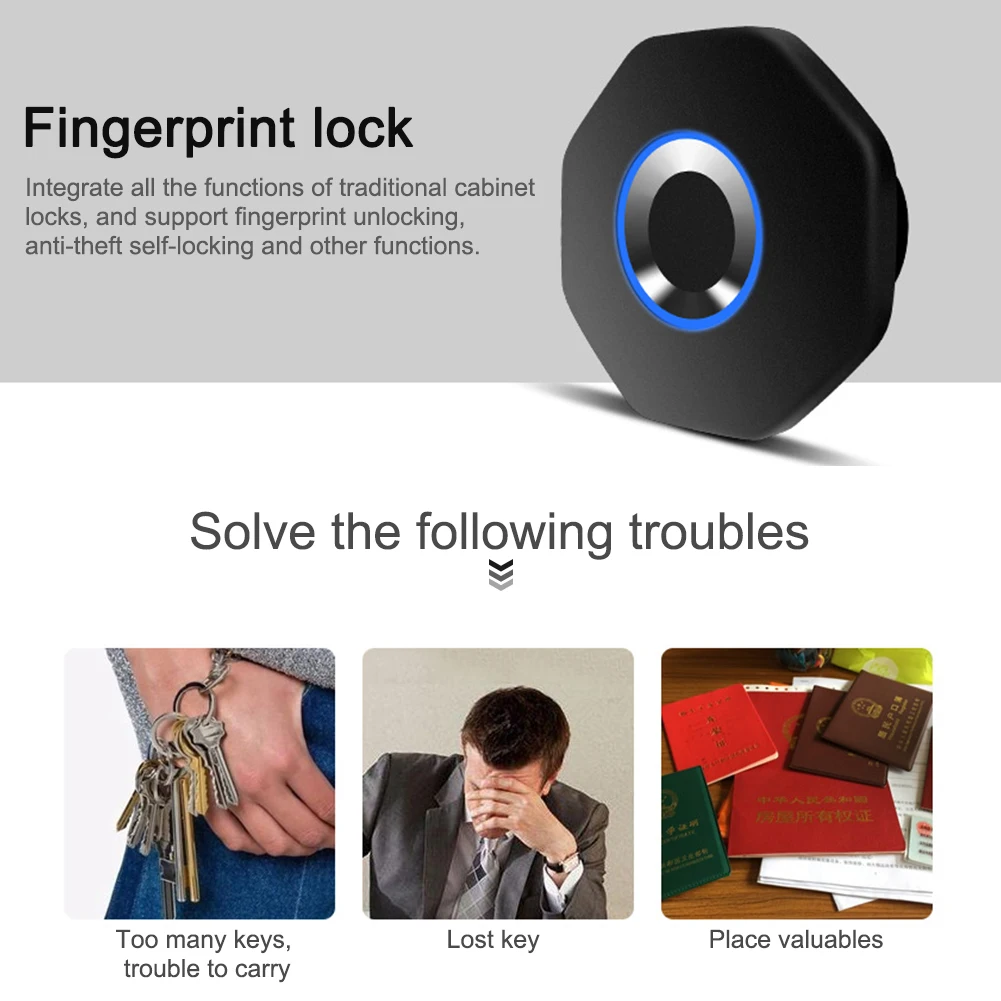 

Battery Powered Door Home Office Furniture Keyless Fingerprint Lock File Cabinet Replacement Drawer Intelligent Smart Biometric