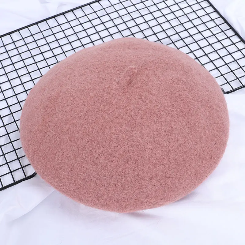 Dark pink Новые Зимние береты для девушек, шапка для женщин, шапка для художника, шапка из шерсти COKK, женские зимние шапки для женщин, вязаная шапка с плоской подошвой - Цвет: Dark pink