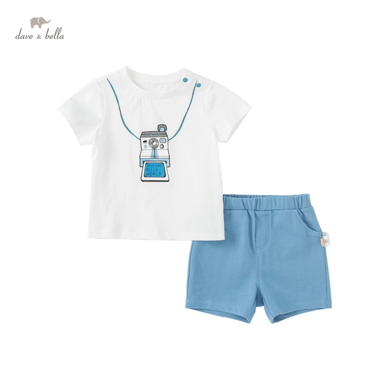 

DBH16428 dave bella baby boys summer casual cartoon print clothing sets kids boy fashion short sleeve sets children 2 pcs suit