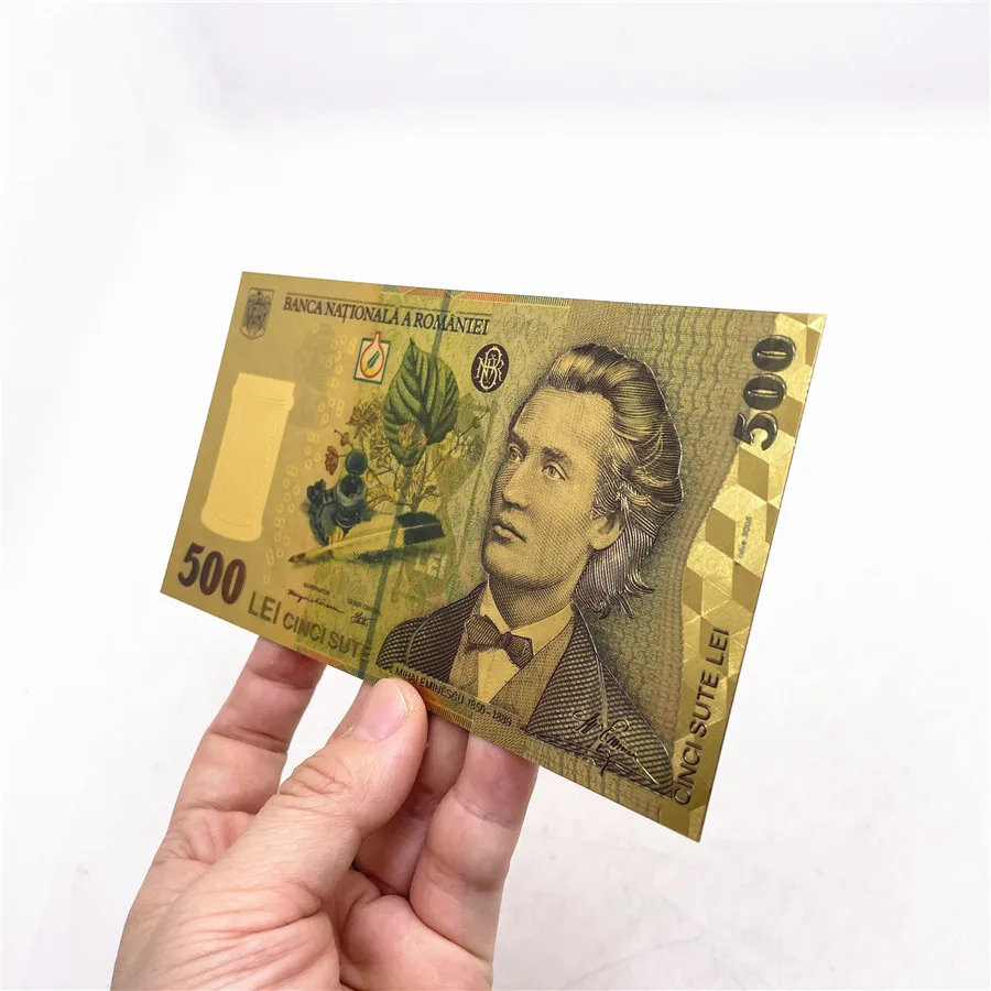 10 шт. цветная Золотая фольга пластиковая банкнота румынские сувенирные валюты