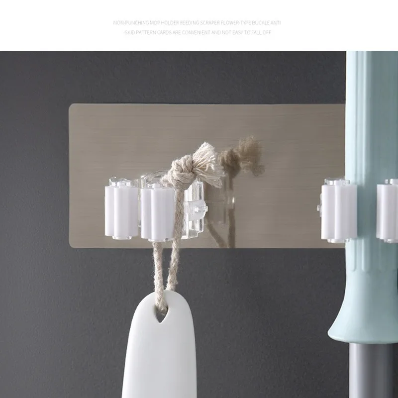 

2/4pcs Adhesive Multi-Purpose Hooks Wall Mounted Mop Organizer Holder RackBrush Broom Hanger Hook Kitchen bathroom Strong Hooks