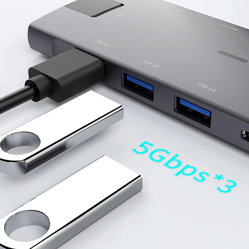 

9 in 1 Ultra-Thin Type-C Extender HDMI/Network Card/PD/Card Reader Multi-Function USB C Hub