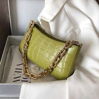 shoulder bag for women stone pattern pu leather small bag armpit solid color chain shoulder handbags female fashion hand bag