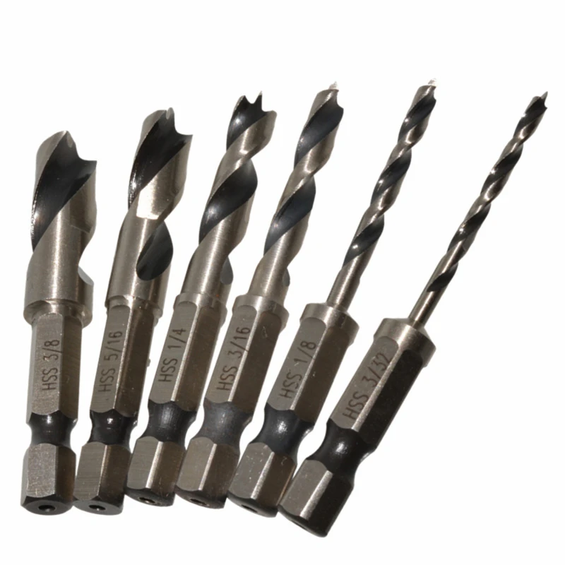

6pcs M3-M10 Hss Auger Tap Countersunk Burr Set Metric Composite Bit High Speed Steel Surface 1/4 Quick Replacement Hexagon