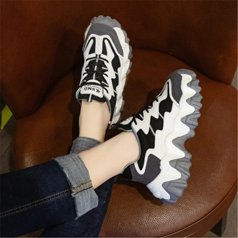 

Spring Summer Women Chunky Breathable Mesh Dad Sneakers Fashion 7.5cm Height Increasing Platform Casual Shoes Zapatos De Mujer