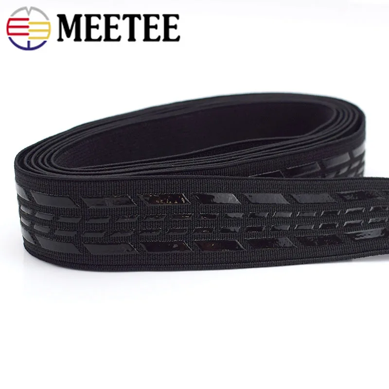 Meetee 2/5/10M 25 мм силиконовым противоскользящим покрытием черный Эластичная лента Спортивная пояс эластичная тесьма DIY открытый Костюмы швейная Материал