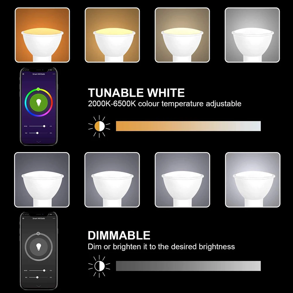 Умная Светодиодная лампа RUNSMART GU10 с Wi-Fi RGB + CCT 2700-6500K дистанционным управлением