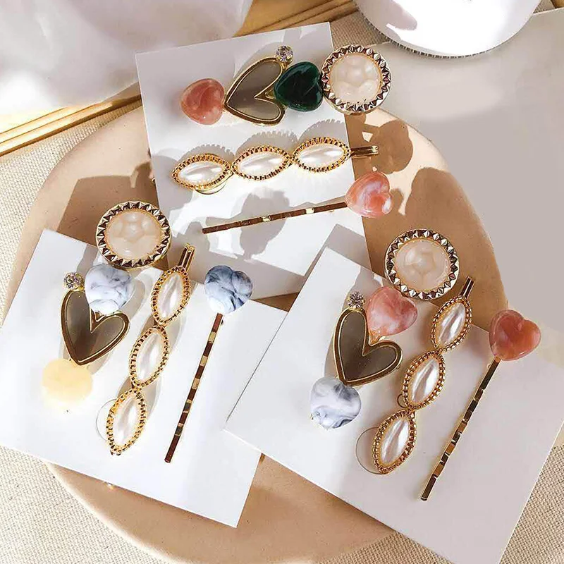 2/3 шт./компл. леди модная с кристаллами и жемчугом геометрический Заколки для