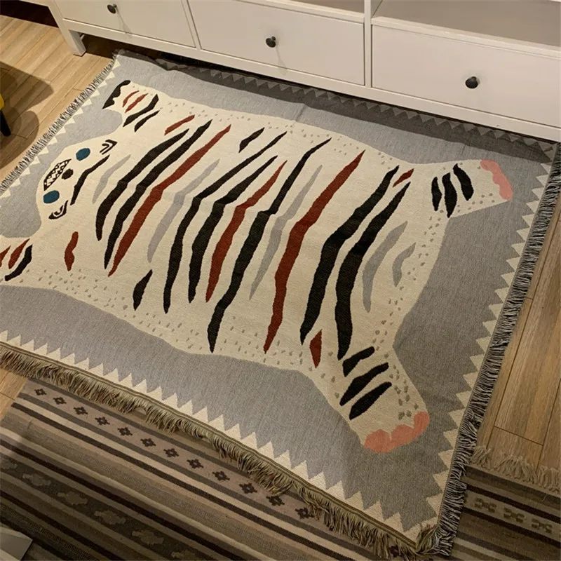 Nordic Creative White Tiger Throw Blanket Multifunction Animal Sofa Covers Cobertor Dust Cover Air Conditioning Blankets For Bed | Дом и сад