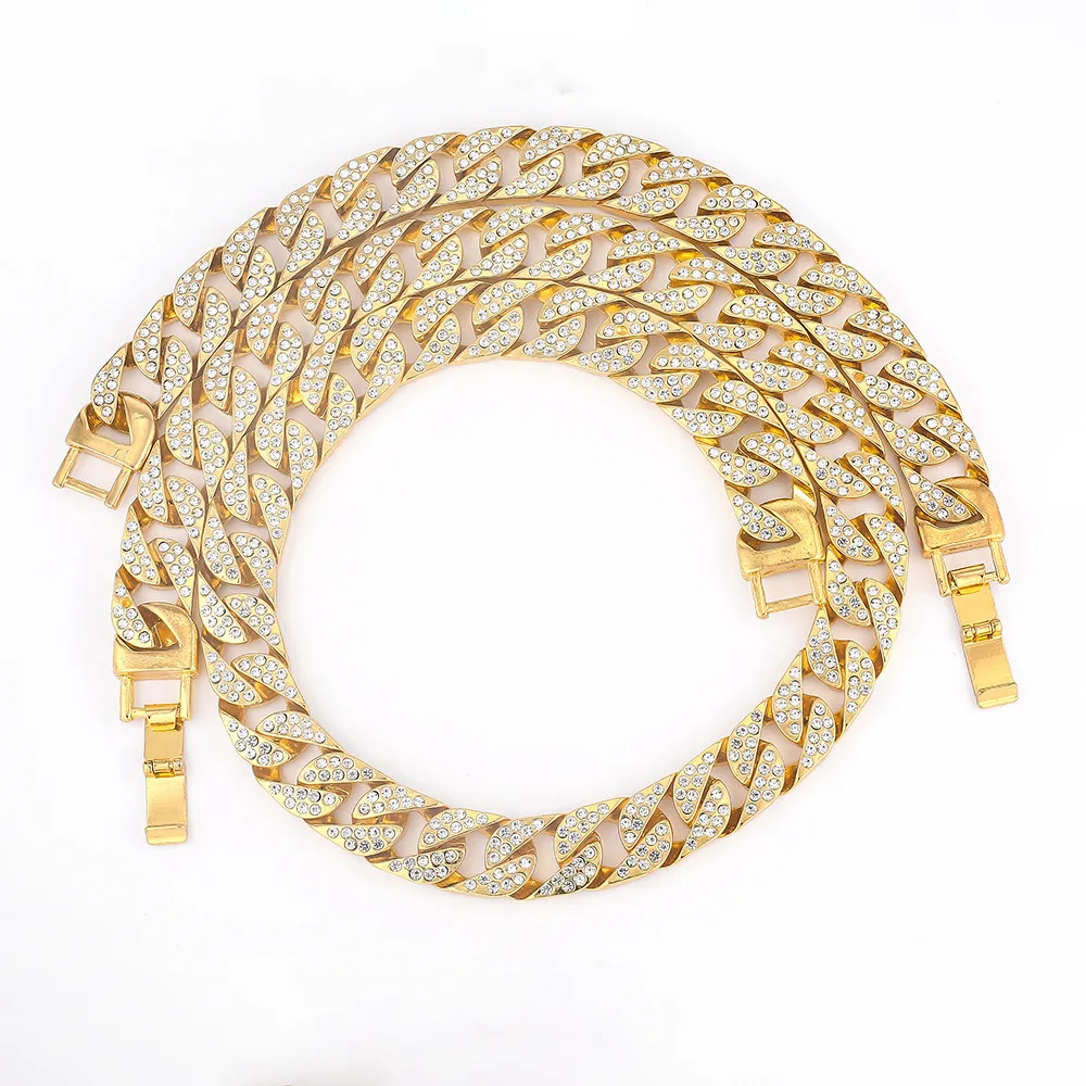 

Simple and versatile personality jewelry with punk chain full of diamonds hip hop hipster necklace for women men party gifts