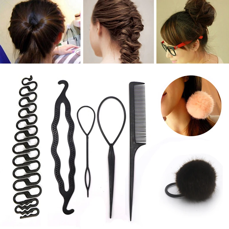 

Hair Styling Tools Accessories for Women Girls Elastic Rubber Bands Rope Donut Sponge Hair Bun Maker Braiding Hairpins Hairstyle