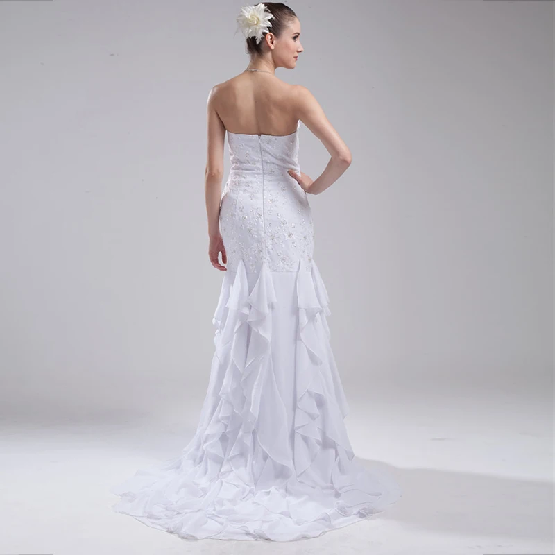 Сексуальное Кружевное длинное свадебное платье с открытой спиной и аппликацией