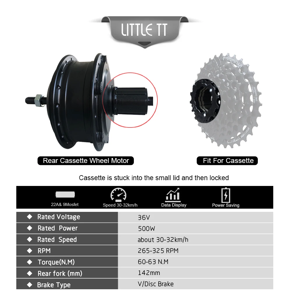 Bestellen 36V 500W Elektrische Fahrrad Conversion KIt 16 ''-29'' 700C Bürstenlosen Getriebe Hinten Kassette Hub Motor Rad Für Elektrische Fahrrad