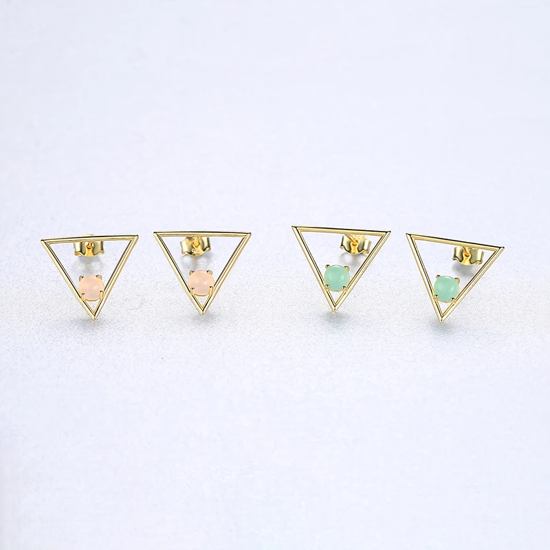 Женские треугольные серьги гвоздики из серебра 925 пробы с