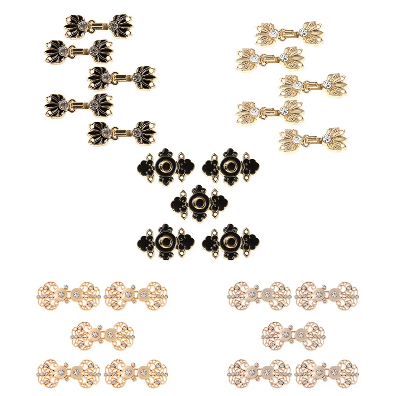 5 пар блестящих элегантных Стразы/в форме листьев/в китайском стиле застежки для