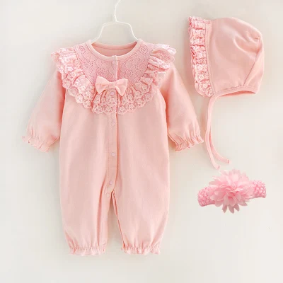 mode 1.1 pink Одежда для новорожденных девочек кружевные Комбинезоны и головные уборы, комплекты одежды для принцесс, осенне-весенний розовый детский комбинезон, носки для маленьких девочек 3, 6, 9 месяцев - Цвет: mode 1.1 pink