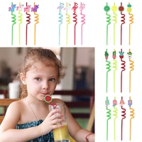 4 pcslot mermaid unicorn straw for boy girl birthday party decoration baby shower juice drink decoration cartoon straw supplies