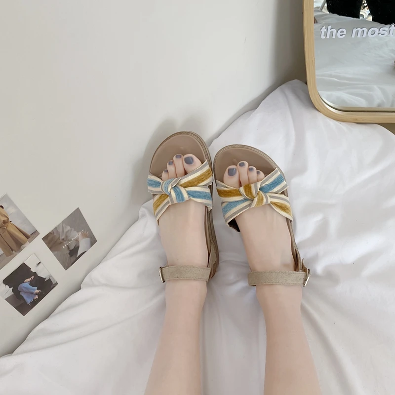 

MIYEDA Good Quality Women Platform Sandals Bowknot Buckle Leisure Rubber Anti-slip Female Elegant Fashion Spring Summer Shoes