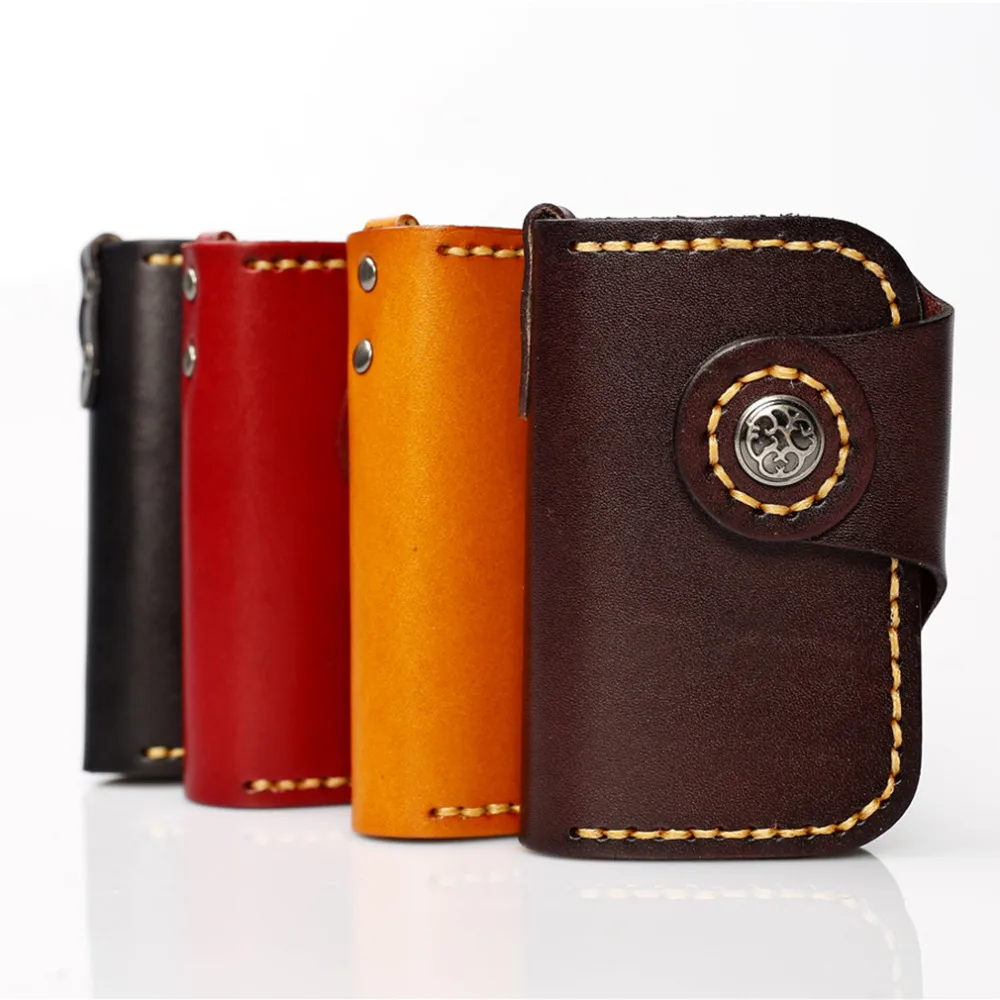 Держатель для ключей из дубленой кожи мужчин и женщин органайзер брелоков ручной