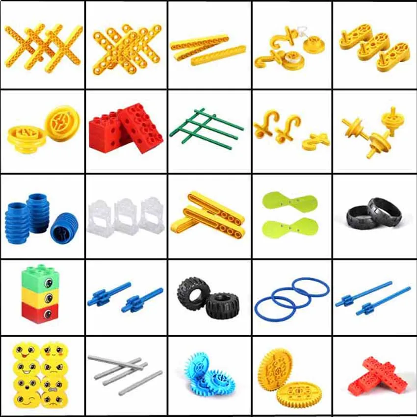 Juego de bloques de construcci&oacute;n de Eje largo de vapor para ni&ntilde;os, juguete de piezas de bloques de gran tama&ntilde;o, 10 unidades por lote-1