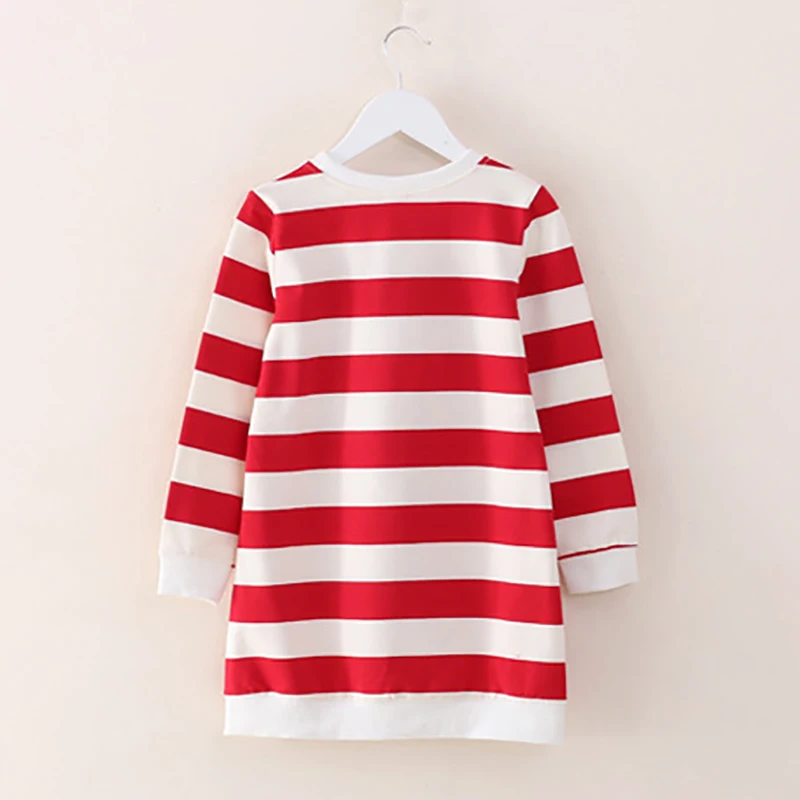 3 4 5 6 7 8 9 10 11 12 Year Girls Dress Striped Casual Kids Clothes for Girl Long Sleeve O-neck Children Shirt Dresses Clothing | Детская
