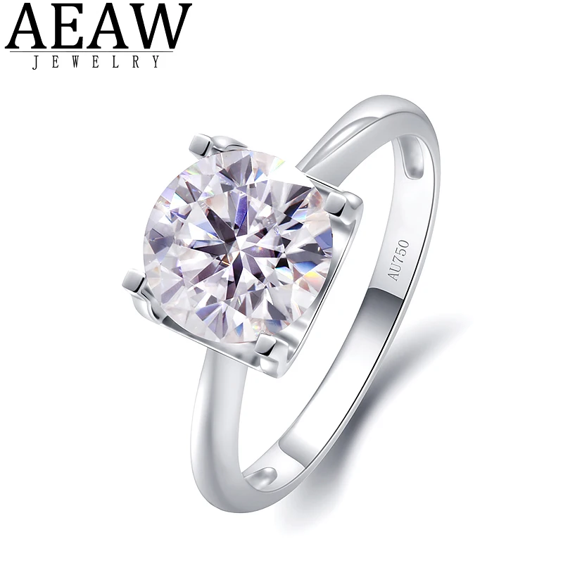 

3.0carat 9.0mm DEF Color Round Brilliant Cut Moissanite Engagement Ring Solarite Ring Real 14k White Gold for Women Certificated