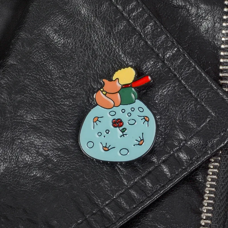 Металлическая брошь Little prince с мультяшным изображением милой лисы Антибликовая