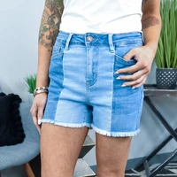 jeans shorts women summer denim shorts fashion jeans color matching stitching fringed fringe tight fitting hip shorts women