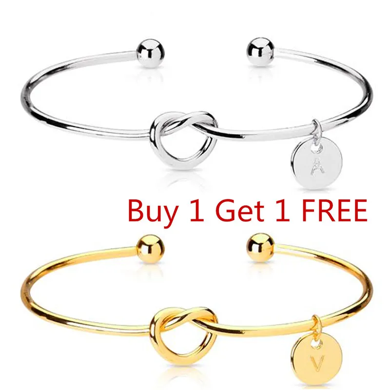 

Buy 1 Get 1 FREE Gift for personality Initial Knot Bracelet Monogram Bridesmaid Proposal Will You Be My Bridesmaid Gift Bangles