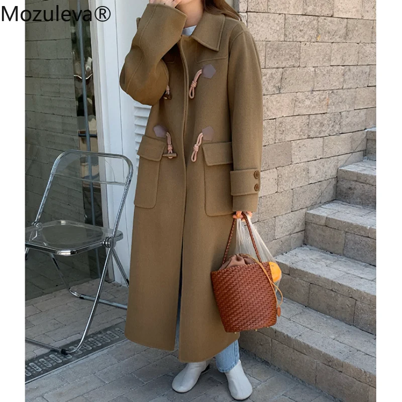 

Mozuleva Double Sided Cashmere Wool Coat Female Autumn Winter Japanese Style Loose Long Woolen Coat Solid Color Outwear