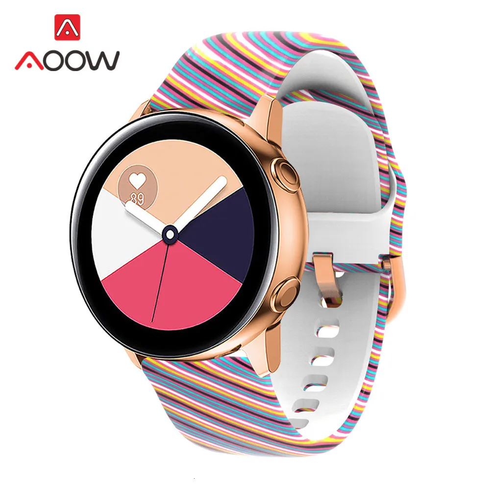 20 мм силиконовый ремешок для часов с принтом для samsung Galaxy Watch Active 42 мм gear Sport S2 Garmin Amazfit браслет ремешок Correa