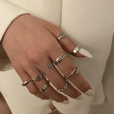 

Retro Ring For Men And Women Heart-Shaped Index Finger Ring Couple Jewelry Personality Niche Opening Can Be Adjusted 2021 New