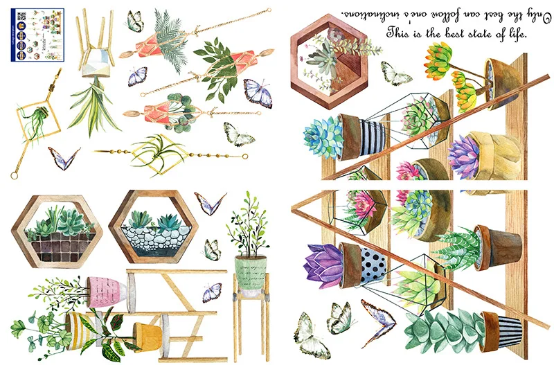 

Butterfly Nordic Green Plant Potted Wall Sticker Living Room Corridor Bedroom Home Decoration Wall Sticker Self Adhesive Sticker