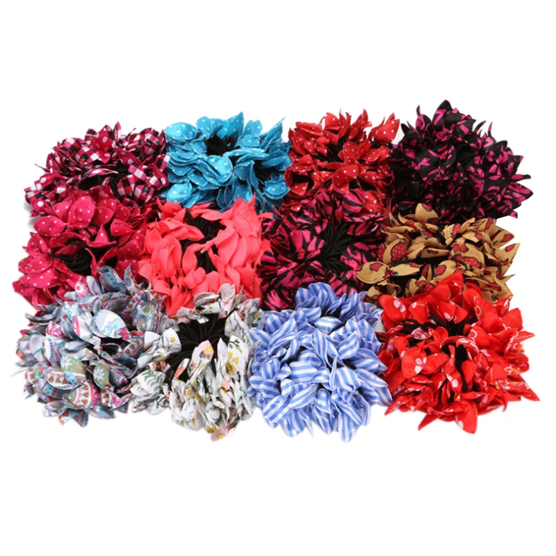 100 шт. милые резинки для волос с кроличьими ушками полосатые эластичные повязки в