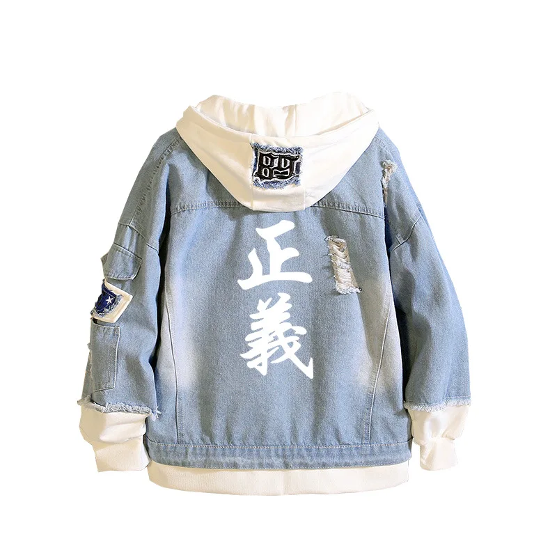 

ONE PIECE ONEPIECE Monkey D. Luffy Roronoa Zoro Cosplay Hoodies Costumes Men Women Denim Jacket Coat Fake Two Pieces Sweatshirt