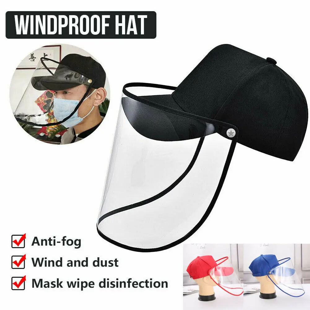 Бейсболка унисекс с защитой от запотевания кепка со съемным козырьком для лица