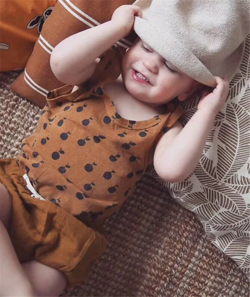 2019 BC/Брендовая детская летняя Жилетка Топы с оранжевым принтом вишни хлопковая