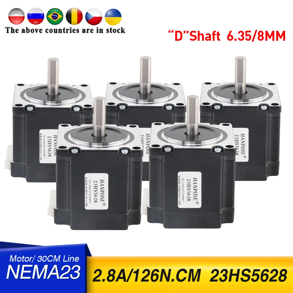 

Free shipping 5pcs 4-lead Nema 23 Stepper Motor 23HS5628 57 motor 165Oz-in 56mm 2.8A 126N.CM ISO CNC Laser Grind Foam Plasma Cut