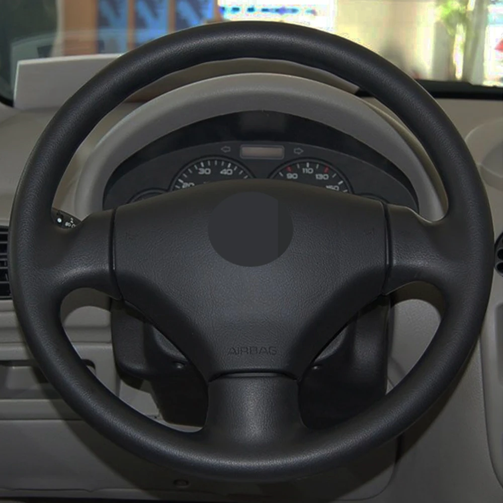 Чехол рулевого колеса автомобиля черная искусственная кожа ручной работы для