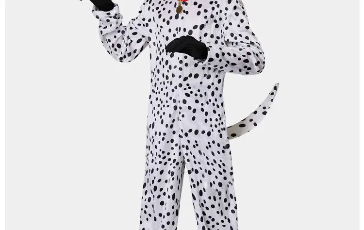 Хэллоуин Дети Мальчики Onesie Далматин пятнистая собака косплей костюм черный белый милые животные кигуруми Детский комбинезон пижамы для взрослых