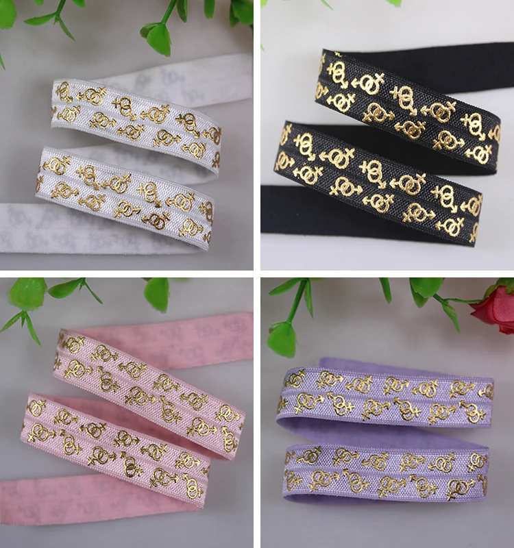 4 цвета Золотая фольга сексуальный символ печатный для эластичного 5/8 дюйма