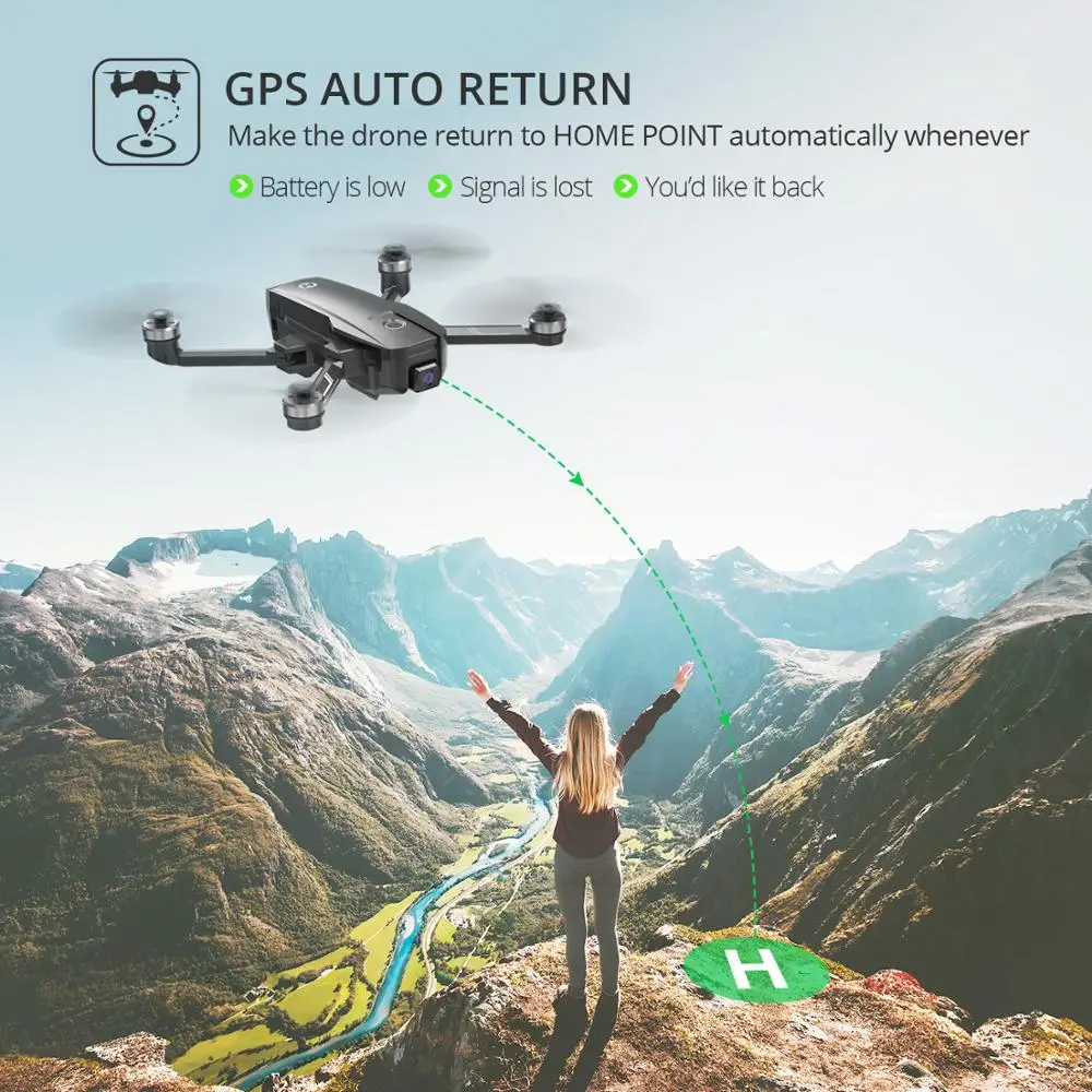 Holy Stone-Dron con estabilizaci&oacute;n de imagen el&eacute;ctrica, cuadric&oacute;ptero con GPS, 5G, FPV, Motor sin escobillas, 4K, UHD, HS720E(HS105) EIS-2