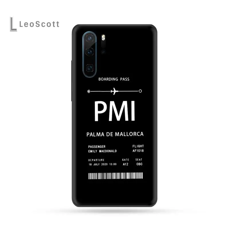 

Personalised Plane Ticket Phone Case For Huawei P9 P10 P20 P30 Pro Lite smart Mate 10 Lite 20 Y5 Y6 Y7 2018 2019