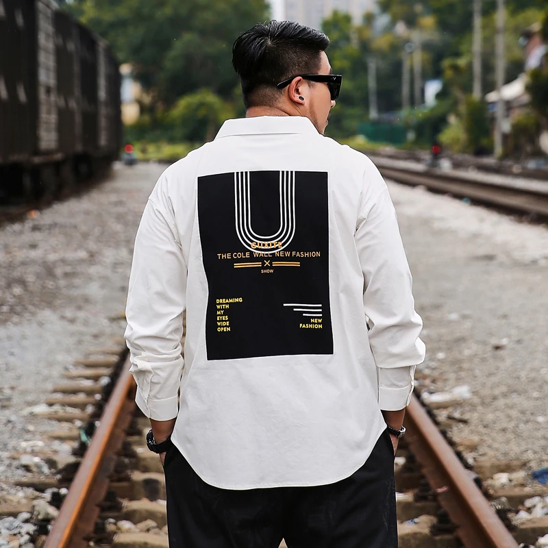 Мужская японская рубашка большого размера мужские белые рубашки на пуговицах