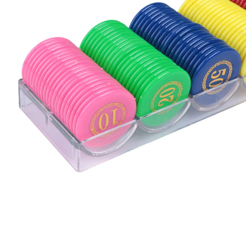 Poker Card Chip Storage Rack Box Transparent Acrylic Five Grids 100pcs Pack 20 Pieces Per Grid Toy Table Game|Покерные фишки | |
